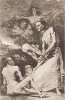 Порыв ветра (Sopla). Лист 69 из всемирно известной серии офортов Франсиско Гойи "Капричос" ("Los Caprichos") (Причуды). Серия была сделана в 1797-1798 гг.. Представленный лист напечатан с оригинальной доски около 1900 года.