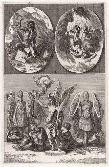 Разгневанный человек, богиня раздора Дискордия и Виктория-победительница.  "Iconologia Deorum,  oder Abbildung der Götter ...", Нюренберг, 1680. 