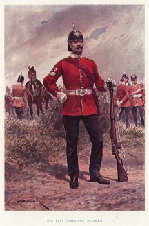 Солдат Восточно-Йоркширского полка (иллюстрация к His Magesty's Territorial Army... Лондон. 1911 год)