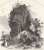 Западная сторона скалы Сахарная Голова, остров Макино, озеро Мичиган, штат Мичиган. Лист из издания "Picturesque America", т.I, Нью-Йорк, 1872.