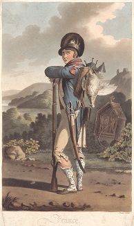 Французский солдат. Английская гравюра, изданная в Лондоне в 1805 г.