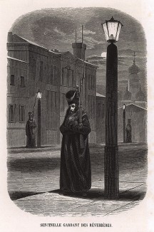 Ночные сторожа на московской улице. Les mystères de la Russie... Париж, 1845