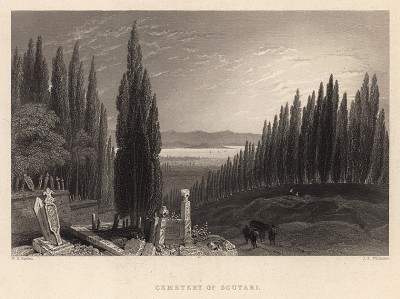 Константинополь (Стамбул). Кладбище в предместье Скутари. The Beauties of the Bosphorus, by miss Pardoe. Лондон, 1839