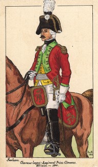1800 г. Офицер полка prinz Clemens легкой кавалерии королевства Саксония. Коллекция Роберта фон Арнольди. Германия, 1911-29