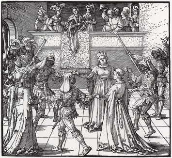 Танец с факелами на маскараде в Аугсбурге (гравюра Дюрера из Жизнеописания императора Максимилиана I)