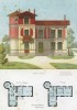 Дом красного кирпича, стилизованный под шале, с ажурным деревянным балкончиком (из популярного у парижских архитекторов 1880-х Nouvelles maisons de campagne...)