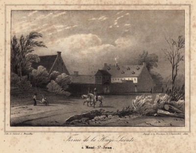 Ферма в Ватерлоо (центр сражения) (литография с рисунка, выполненного под руководством генерала Анри Жомини во время его прогулки по Ватерлоо 1 сентября 1842 года. Брюссель. 1846 год)