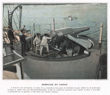 Корабельное орудие. L'Album militaire. Livraison №9. Marine. La vie à bord. Париж, 1890