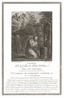 Святой Франциск Ассизский работы Доменикино. Лист из знаменитого издания Galérie du Palais Royal..., Париж, 1786