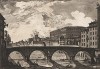 Вид Понте Систо (Мост Сикста). Лист из серии "Les plus beaux édifices de Rome moderne..." Жана Барбо. 