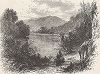 Всадник, едущий по побережью реки Френч-Броад-ривер, штат Северная Каролина. Лист из издания "Picturesque America", т.I, Нью-Йорк, 1872.