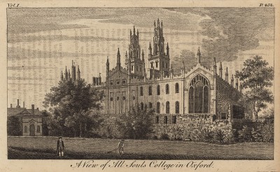 Вид на Олл-соулс-колледж в Оксфорде (из A New Display Of The Beauties Of England... Лондон. 1776 год. Том 1)