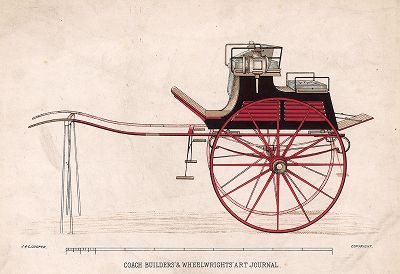 Дог-карт - легкий высокий экипаж с двумя сидениями, расположенными спинка к спинке. Из коллекции Coach Builders' & Wheelwrights' Art Journal. 