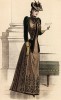 Роскошное приталенное платье с бархатным жакетом. Из французского модного журнала Le Coquet, выпуск 259, 1889 год