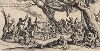 Цыгане на привале: приготовление к празднику. Офорт Жака Калло из сюиты "Цыгане", лист 4, около 1621-31 гг.