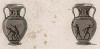 Ланжель. Двуручный кувшин из Капуи. Красный рисунок на чёрном фоне. На сосуде изображены античные атлеты, выполняющие весьма своеобразные гимнастические упражнения.