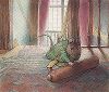 Сэм-Усик со скалкой. Иллюстрация Беатрис Поттер к "Сказке о пироге и Сэме-Усике" (The Roly-Poly Pudding), Нью-Йорк, 1908 год. 