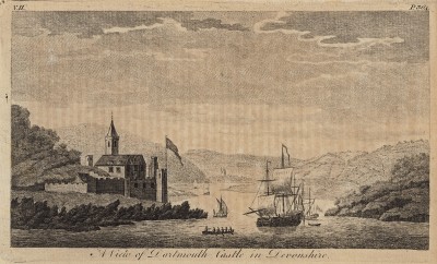 Вид на замок Дартмут в графстве Девоншир (Англия) (из A New Display Of The Beauties Of England... Лондон. 1776 г. Том 2. Лист 364)