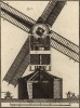 Ветряная мельница. Вертикальный разрез мельницы в ширину. Ветряной механизм. (Ивердонская энциклопедия. Том I. Швейцария, 1775 год)