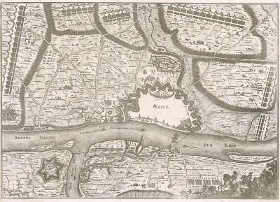 Город Майнц. Mainz. План укреплений середины XVII века