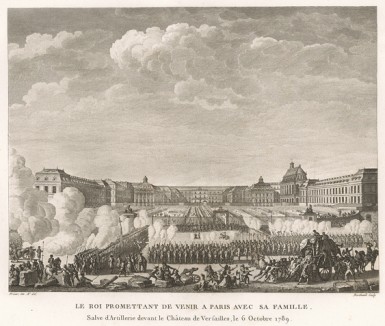 6 октября 1789 г. толпа, разгневанная ценами на продовольствие и слухами о роскошных пирах, врывается в Версальский дворец, требуя переезда короля в Париж. Людовик XVI обещает прибыть в столицу вместе с семьей. Париж, 1804