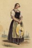 Девушка с соломенной шляпой из местечка Зарнен (кантон Унтервальден). Сoutumes suisses dessinés d'aprés nature, par J.Suter. Париж, 1840