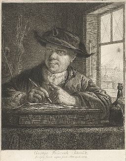Автопортрет Георга Фридриха Шмидта, исполненный мастером во время пребывания в Санкт-Петербурге в 1758 году. 