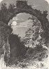 Скала Арка в лунном свете, штат Мичиган. Лист из издания "Picturesque America", т.I, Нью-Йорк, 1872.