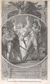 Иллюстрация к британской пьесе "The Countess of Salisbury", Акт III, Лондон, 1792-1793 годы