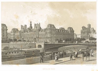 Ратуша Отель-де-Виль (из работы Paris dans sa splendeur, изданной в Париже в 1860-е годы)