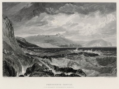 Вид на замок Пенденнис в графстве Корнуол (Англия) (лист из альбома "Галерея Тёрнера", изданного в Нью-Йорке в 1875 году)