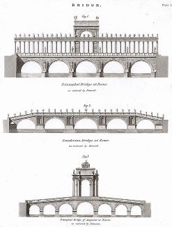Арочные мосты: Триумфальный мост в Риме, римский Сенаторский мост и Триумфальный мост Августа в Римини. 