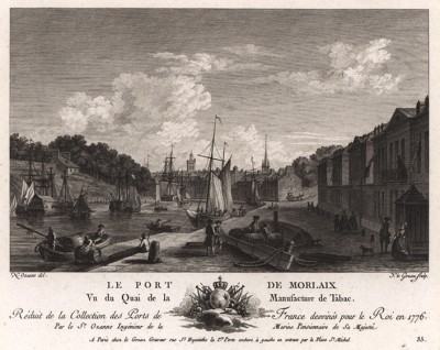 Табачная мануфактура в Морле (лист 35 из альбома гравюр Nouvelles vues perspectives des ports de France..., изданного в Париже в 1791 году)