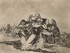 Всё смешалось. Лист 42 из известной серии офортов знаменитого художника и гравёра Франсиско Гойи "Бедствия войны" (Los Desastres de la Guerra). Представленные листы напечатаны в Мадриде с оригинальных досок около 1900 года. 