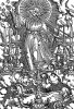 Семь подсвечников Апокалипсиса и Иоанн Богослов, записывающий послание Иисуса семи церквам Малой Азии. Гравюра Эрхарда Альтдорфера из Niederdeutche Bibel / nach Luther. Издание Людвига Дитца. Любек, 1533. Репринт 1931 г.