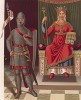 Рыцарь и королева (миниатюра из средневековой французской хроники) (из Les arts somptuaires... Париж. 1858 год)