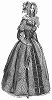 Прогулочное платье, сшитое из изменяющего цвет шёлка, отороченное чёрной тесьмой -- парижская мода, июнь 1844 года (The Illustrated London News №109 от 01/05/1844 г.)