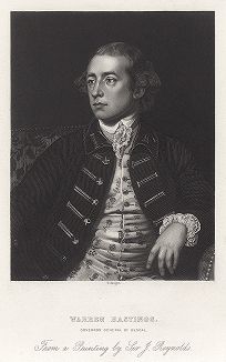 Уоррен Гастингс (1732 - 1818) - сооснователь колонии Британская Индия и первый ее генерал-губернатор. Gallery of Historical and Contemporary Portraits… Нью-Йорк, 1876