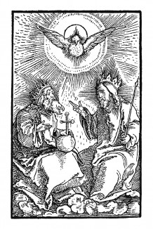 Святая Троица. Иллюстрация Ганса Шауфелейна к Via Felicitatis. Издал Johann Miller, Аугсбург, 1513