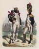 Гренадеры Императорской гвардии (солдат и офицер) (из популярной работы Histoire de l'empereur Napoléon (фр.), изданной в Париже в 1840 году с иллюстрациями Ораса Верне и Ипполита Белланжа)