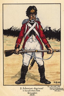 1807 г. Грендер 3-го швейцарского полка Великой армии Наполеона. Коллекция Роберта фон Арнольди. Германия, 1911-29
