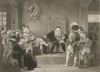 Иллюстрация к комедии Шекспира "Много шума из ничего", акт IV, сцена II: Конрад и Борачио на допросе перед Кизилом и Булавой. Boydell's Graphic Illustrations of the Dramatic works of Shakspeare, Лондон, 1803. 