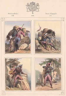 Первая карлистская война 1833-39 гг. Униформа солдат генерала Кабреры. Редкая французская литография