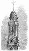 Башня третьего по счёту, построенного в 1844 году здания Королевской биржи в лондонском Сити, увенчанная экстравагантным флюгером в форме кузнечика (The Illustrated London News №89 от 13/01/1844 г.)