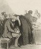 "Не беспокойтесь...пусть он скажет пару плохих вещей о Вас и услышите, что я скажу о его семье". Литография Оноре Домье из серии "Les Gens de justice", 1845-48 гг. 
