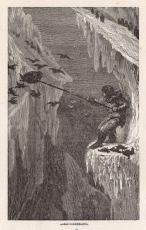 Ловля птиц в Исландии. Гравюра из серии  "Half Hours In The Far North", Лондон, 1897 год