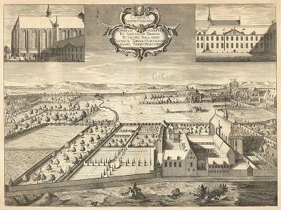 Вид на монастырь Святого Мартина в Лёвене с высоты птичьего полета. Chorographia Sacra Brabantiæ..., 1727 год. 