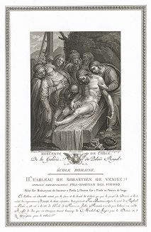 Положение во гроб, приписываемое Себастьяно дель Пьомбо. Лист из знаменитого издания Galérie du Palais Royal..., Париж, 1786