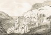 Пещерный город Вардзи (лист XXIII второй части атласа к "Путешествию по Кавказу..." Фредерика Дюбуа де Монпере. Париж. 1843 год)