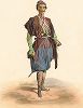 Тушин -- грузин из Тушетии. "Costumes du Caucase" князя Гагарина, л. 42, Париж, 1840-е гг. 
